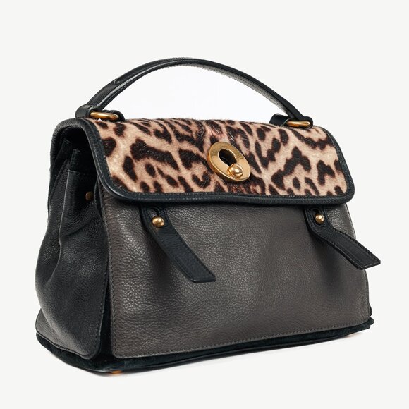 Yves Saint Laurent Small Muse Two Grey Leopard-Calf Hair 2-Way Top-Handle Bag - Picture 2 of 13